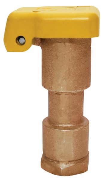 Picture of 1 SINGLE PIECE, SINGLE SLOT, RED BRASS QUICK COUPLER; YELLOW RUBBER COVER