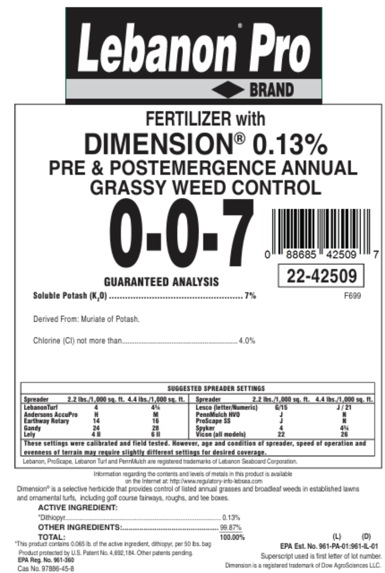 Picture of 50LB 0-0-7 0.13 DIMENSION